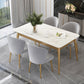 White Stone Top Dining Table Contemporary Rectangle Dining Table with 4 Legs Clearhalo 'Dining Tables & Seating' 'Dining Tables' 'dining_table' 'furn' 'furn_dining_table' 'Furniture' 'Kitchen & Dining Furniture' 5543319