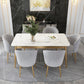 White Stone Top Dining Table Contemporary Rectangle Dining Table with 4 Legs Clearhalo 'Dining Tables & Seating' 'Dining Tables' 'dining_table' 'furn' 'furn_dining_table' 'Furniture' 'Kitchen & Dining Furniture' 5543321