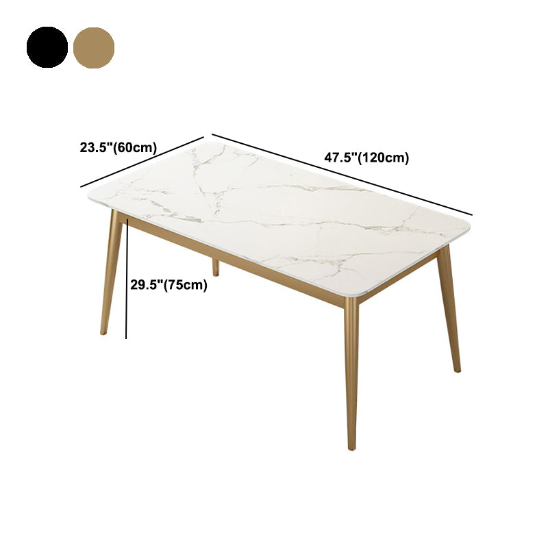 White Stone Top Dining Table Contemporary Rectangle Dining Table with 4 Legs Clearhalo 'Dining Tables & Seating' 'Dining Tables' 'dining_table' 'furn' 'furn_dining_table' 'Furniture' 'Kitchen & Dining Furniture' 5543322