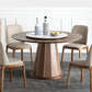 Wood Contemporary Round Dining Table Matte Finish Pedestal Table for Home