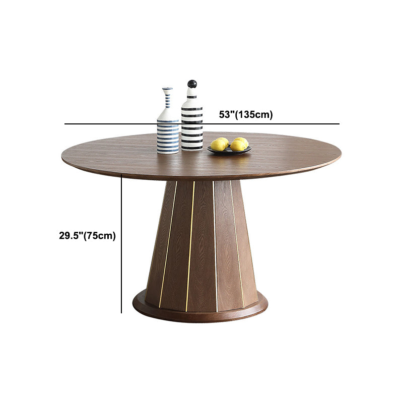 Wood Contemporary Round Dining Table Matte Finish Pedestal Table for Home