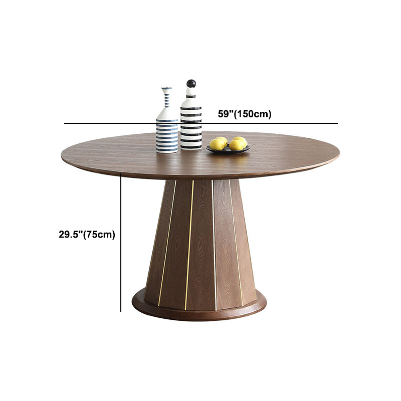 Wood Contemporary Round Dining Table Matte Finish Pedestal Table for Home
