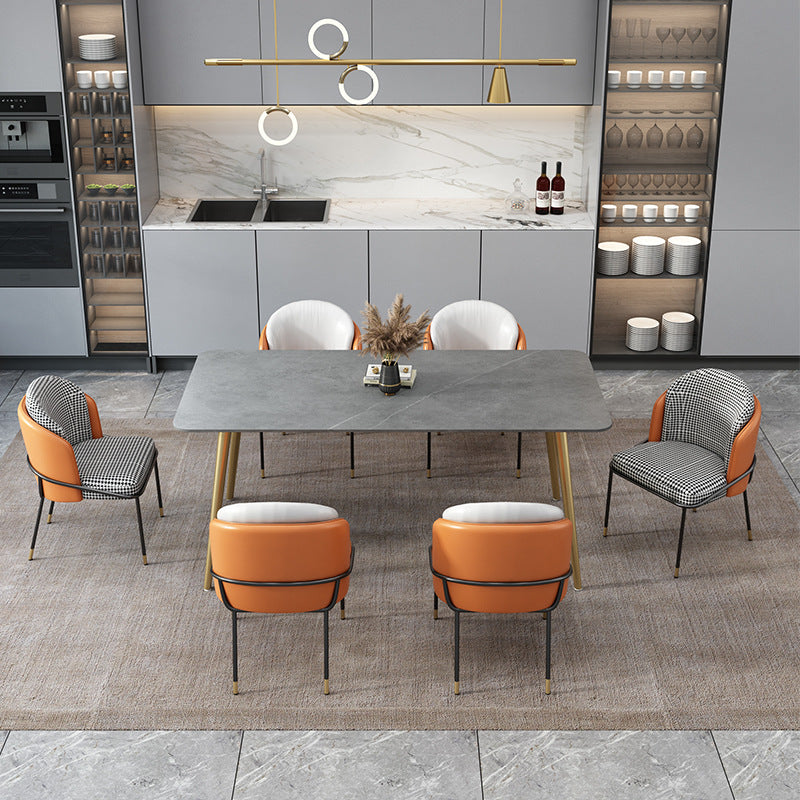 Gray Stone Top Dining Table Contemporary Dining Table with 4 Legs 70.9"L x 35.4"W x 29.5"H Without Chairs Clearhalo 'Dining Tables & Seating' 'Dining Tables' 'dining_table' 'furn' 'furn_dining_table' 'Furniture' 'Kitchen & Dining Furniture' 5543342