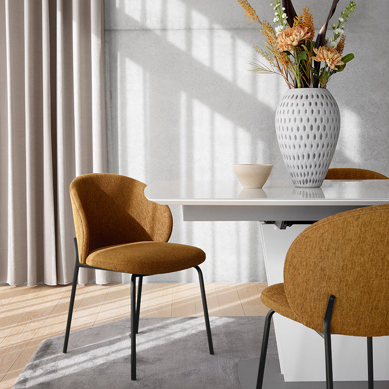 モダンアームレスダイニングチェアブラックメタルレッグホームダイニングサイドチェア