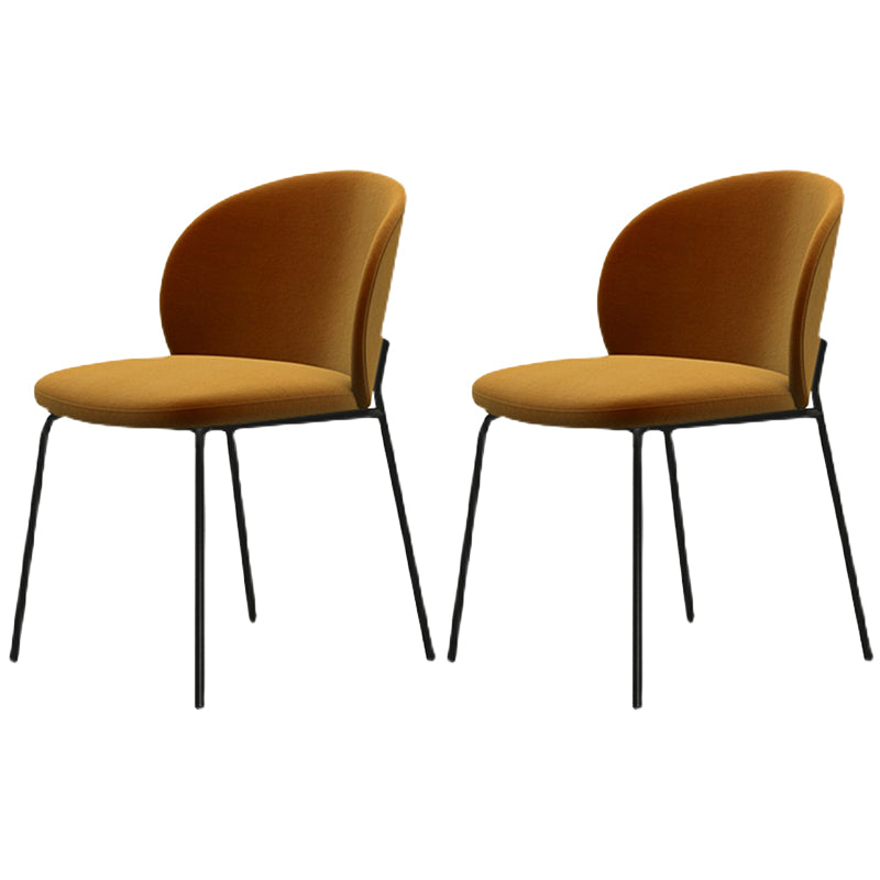 モダンアームレスダイニングチェアブラックメタルレッグホームダイニングサイドチェア