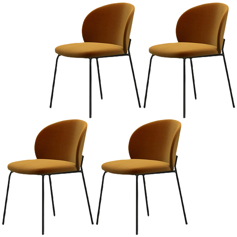 モダンアームレスダイニングチェアブラックメタルレッグホームダイニングサイドチェア