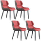 Faux Leather Armless Dining Chairs Modern Steel Legs Dining Side Chair