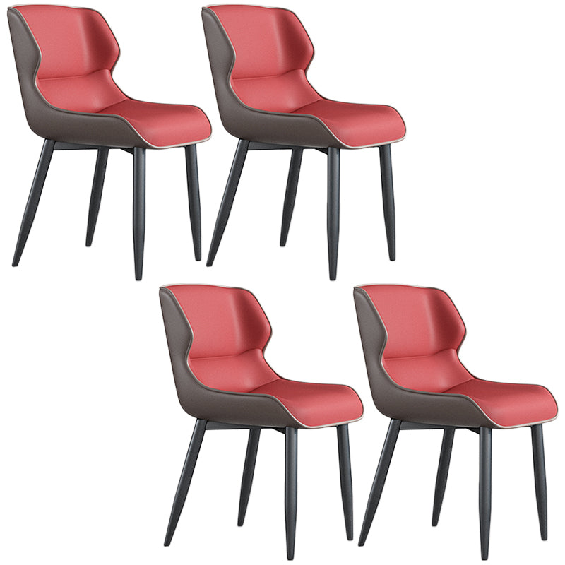 Faux Leather Armless Dining Chairs Modern Steel Legs Dining Side Chair