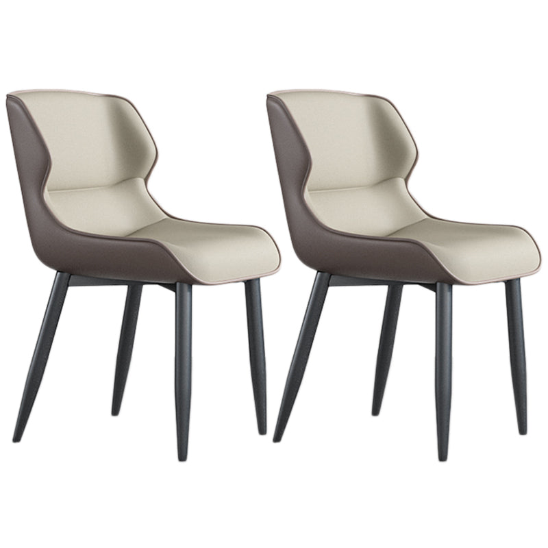 Faux Leather Armless Dining Chairs Modern Steel Legs Dining Side Chair