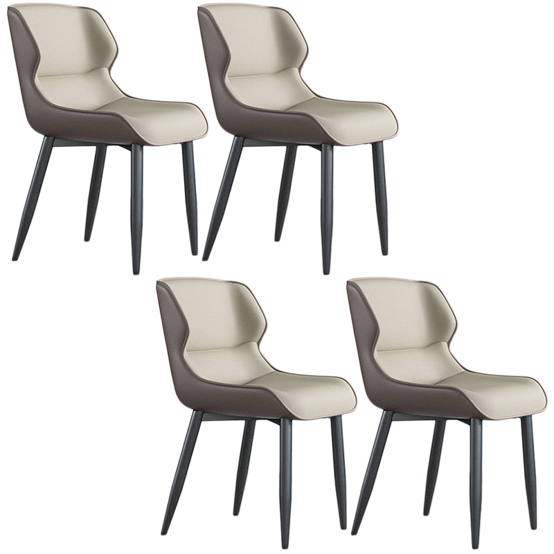 Faux Leather Armless Dining Chairs Modern Steel Legs Dining Side Chair