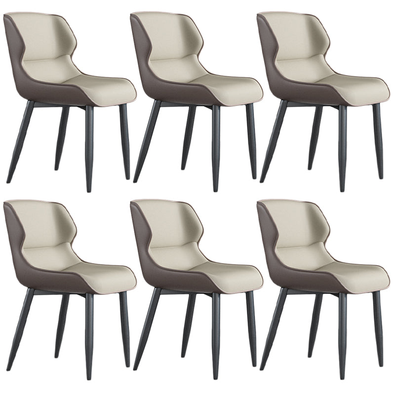 Faux Leather Armless Dining Chairs Modern Steel Legs Dining Side Chair