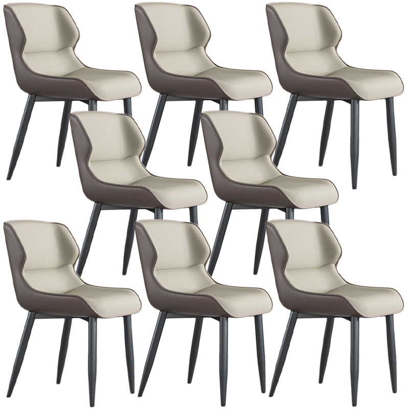 Faux Leather Armless Dining Chairs Modern Steel Legs Dining Side Chair
