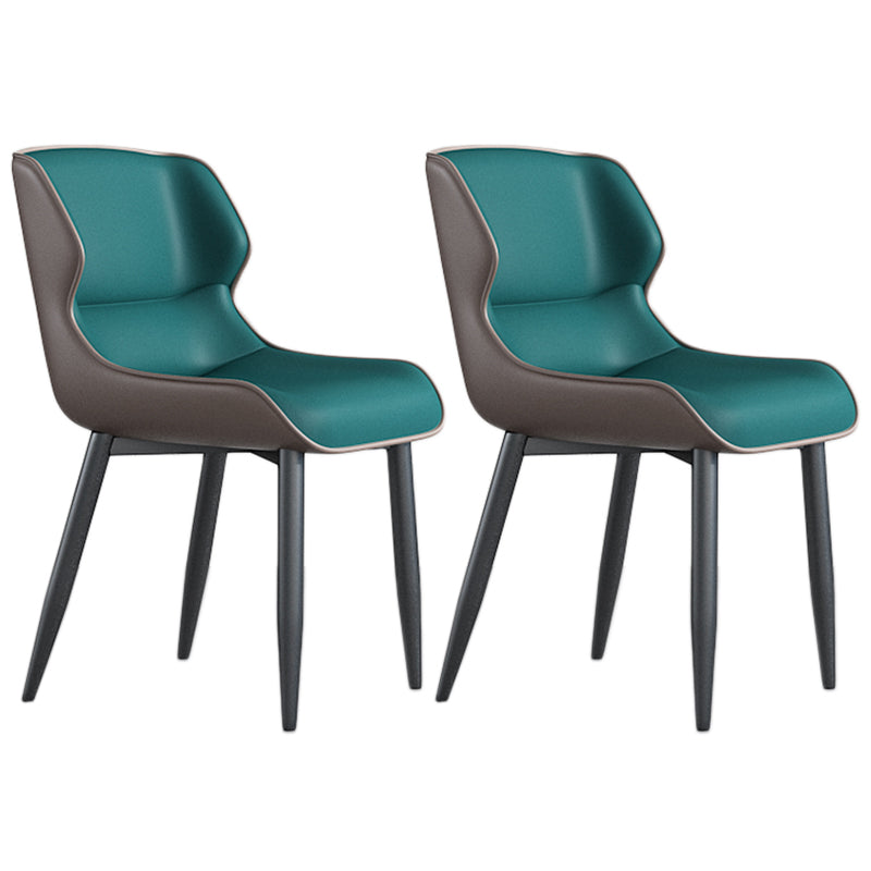 Faux Leather Armless Dining Chairs Modern Steel Legs Dining Side Chair