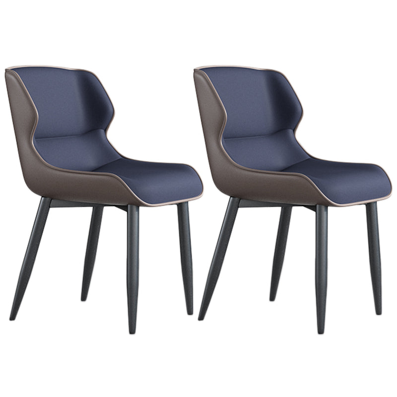 Faux Leather Armless Dining Chairs Modern Steel Legs Dining Side Chair