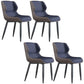 Faux Leather Armless Dining Chairs Modern Steel Legs Dining Side Chair