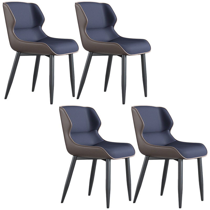 Faux Leather Armless Dining Chairs Modern Steel Legs Dining Side Chair
