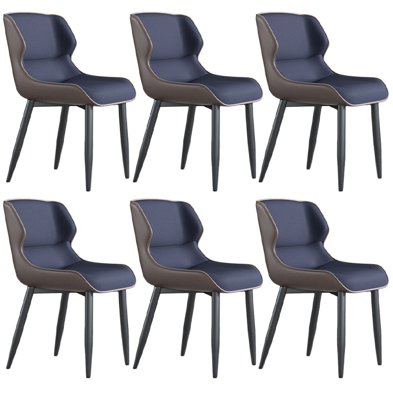Faux Leather Armless Dining Chairs Modern Steel Legs Dining Side Chair
