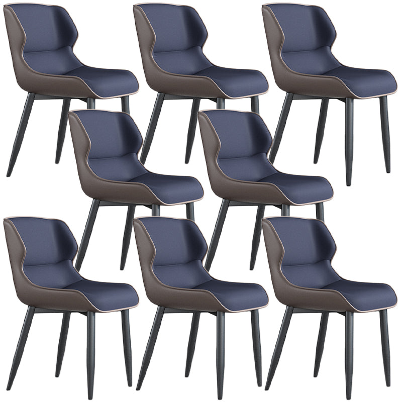 Faux Leather Armless Dining Chairs Modern Steel Legs Dining Side Chair