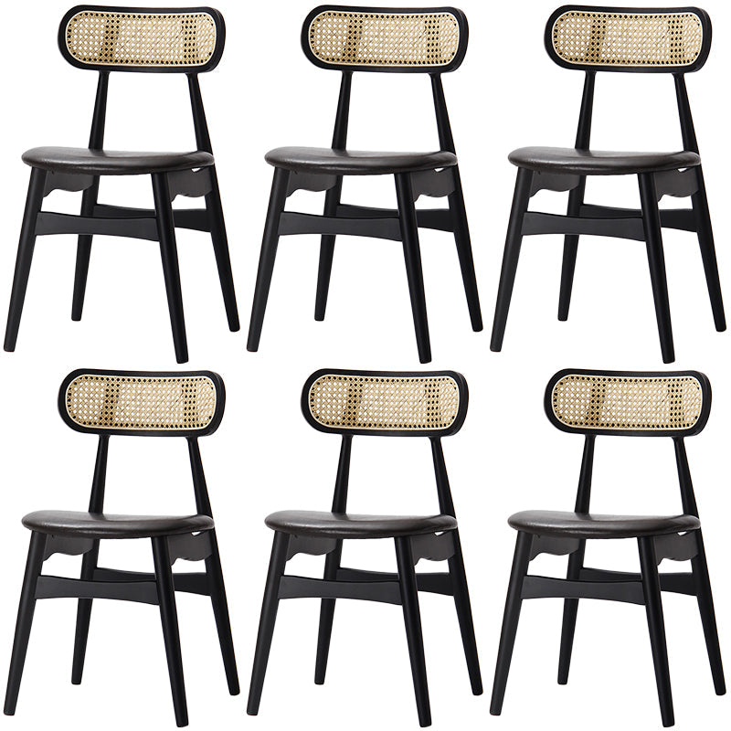 Oak Solid Wood Dining Side Chair Contemporary Armless Dining Chairs Black 6 Piece Set Clearhalo 'Dining Chairs' 'Dining Tables & Seating' 'dining_chair' 'furn' 'furn_dining_chair' 'Furniture' 'Kitchen & Dining Furniture' 5543445