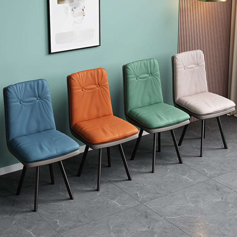 Sedie da pranzo moderne senza braccio in pelle finta sedia da pranzo parsons