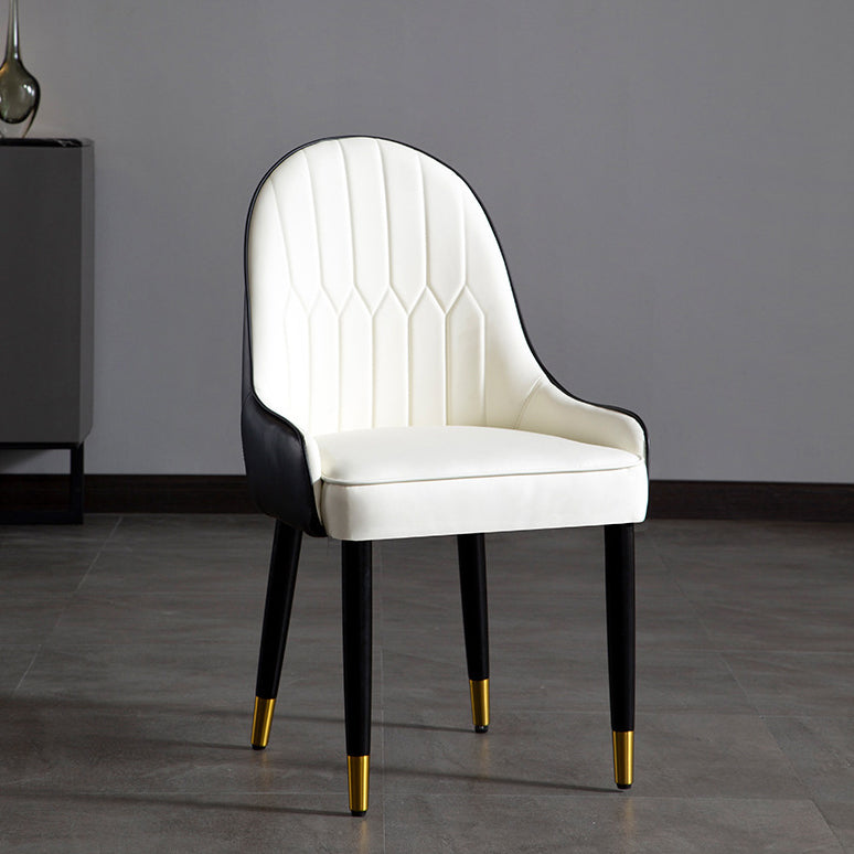 Faux Leather Armless Dining Chairs Glam Dining Side Chair for Home White 1 Piece Clearhalo 'Dining Chairs' 'Dining Tables & Seating' 'dining_chair' 'furn' 'furn_dining_chair' 'Furniture' 'Kitchen & Dining Furniture' 5543525