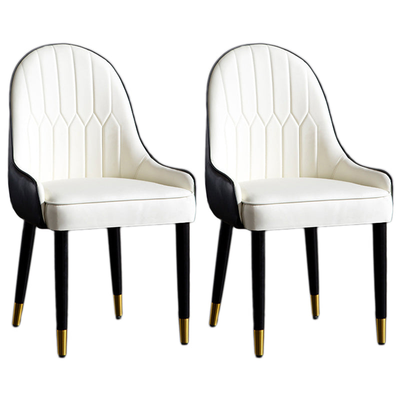 Faux Leather Armless Dining Chairs Glam Dining Side Chair for Home White 2 Piece Set Clearhalo 'Dining Chairs' 'Dining Tables & Seating' 'dining_chair' 'furn' 'furn_dining_chair' 'Furniture' 'Kitchen & Dining Furniture' 5543527