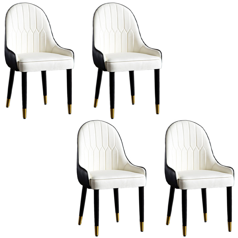 Faux Leather Armless Dining Chairs Glam Dining Side Chair for Home White 4 Piece Set Clearhalo 'Dining Chairs' 'Dining Tables & Seating' 'dining_chair' 'furn' 'furn_dining_chair' 'Furniture' 'Kitchen & Dining Furniture' 5543529