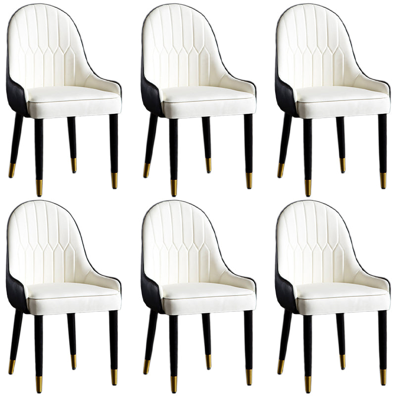 Faux Leather Armless Dining Chairs Glam Dining Side Chair for Home White 6 Piece Set Clearhalo 'Dining Chairs' 'Dining Tables & Seating' 'dining_chair' 'furn' 'furn_dining_chair' 'Furniture' 'Kitchen & Dining Furniture' 5543531