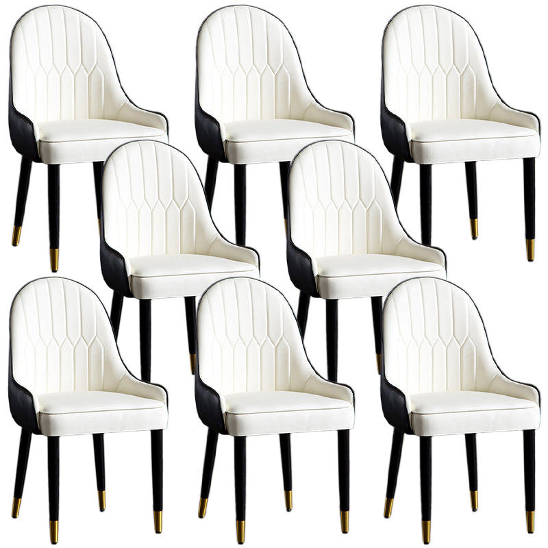 Faux Leather Armless Dining Chairs Glam Dining Side Chair for Home White 8 Piece Set Clearhalo 'Dining Chairs' 'Dining Tables & Seating' 'dining_chair' 'furn' 'furn_dining_chair' 'Furniture' 'Kitchen & Dining Furniture' 5543533