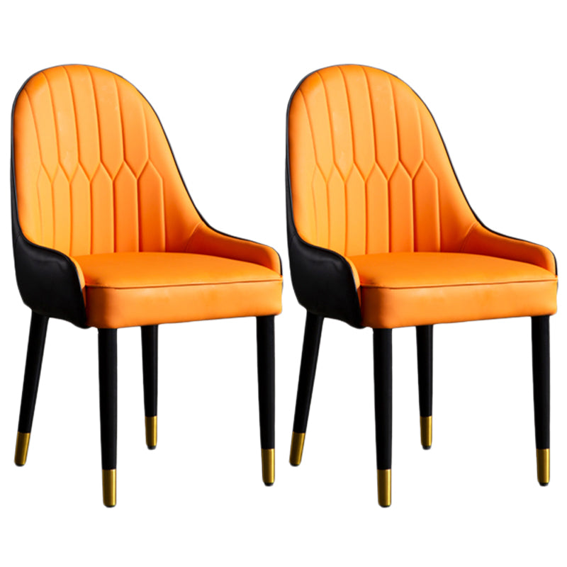 Faux Leather Armless Dining Chairs Glam Dining Side Chair for Home Orange 2 Piece Set Clearhalo 'Dining Chairs' 'Dining Tables & Seating' 'dining_chair' 'furn' 'furn_dining_chair' 'Furniture' 'Kitchen & Dining Furniture' 5543536