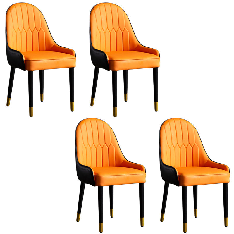 Faux Leather Armless Dining Chairs Glam Dining Side Chair for Home Orange 4 Piece Set Clearhalo 'Dining Chairs' 'Dining Tables & Seating' 'dining_chair' 'furn' 'furn_dining_chair' 'Furniture' 'Kitchen & Dining Furniture' 5543538