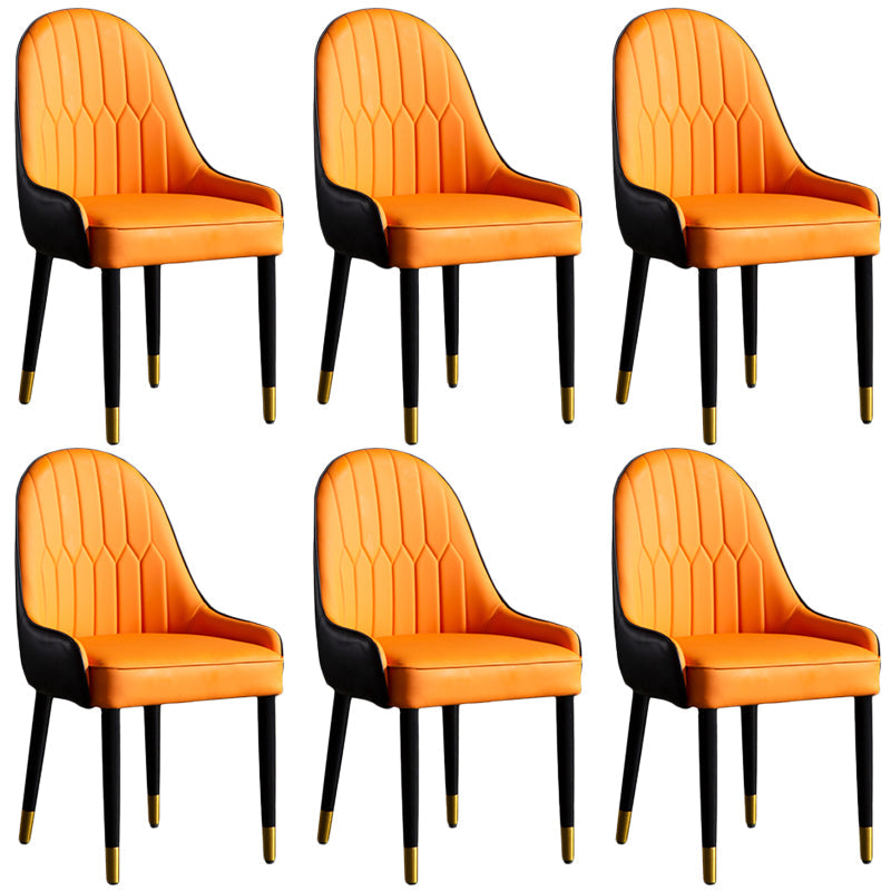 Faux Leather Armless Dining Chairs Glam Dining Side Chair for Home Orange 6 Piece Set Clearhalo 'Dining Chairs' 'Dining Tables & Seating' 'dining_chair' 'furn' 'furn_dining_chair' 'Furniture' 'Kitchen & Dining Furniture' 5543540
