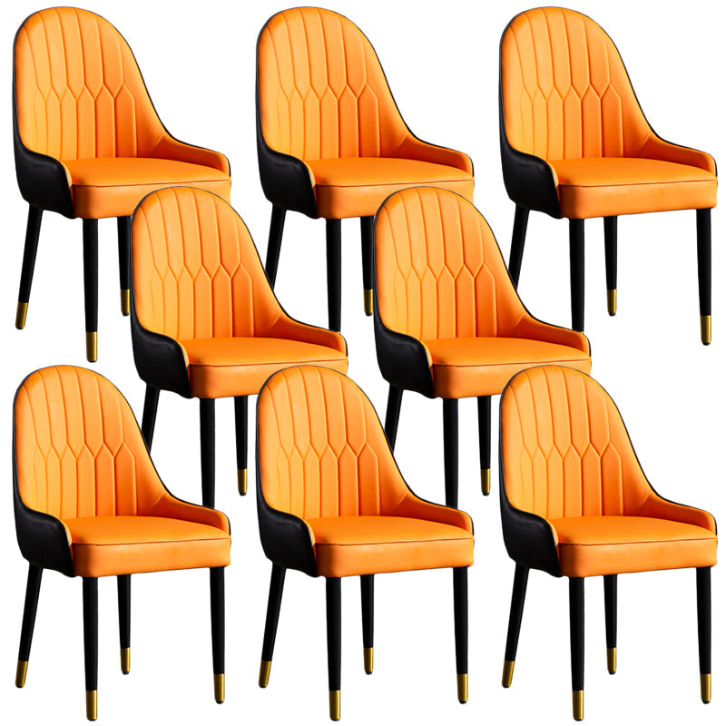 Faux Leather Armless Dining Chairs Glam Dining Side Chair for Home Orange 8 Piece Set Clearhalo 'Dining Chairs' 'Dining Tables & Seating' 'dining_chair' 'furn' 'furn_dining_chair' 'Furniture' 'Kitchen & Dining Furniture' 5543542