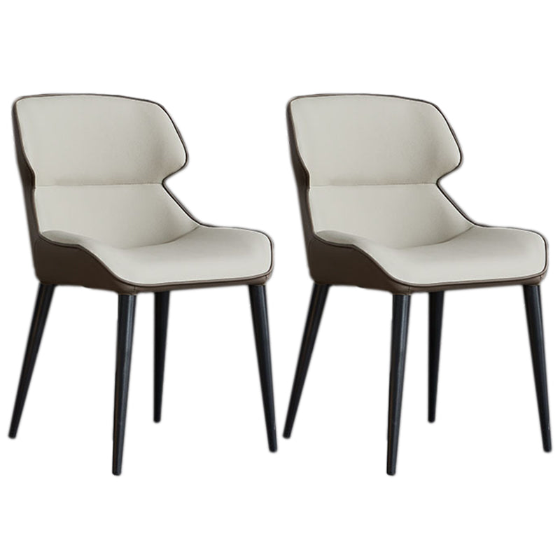 フェイクレザーとメタルアームレスダイニングチェアモダンサイドチェア