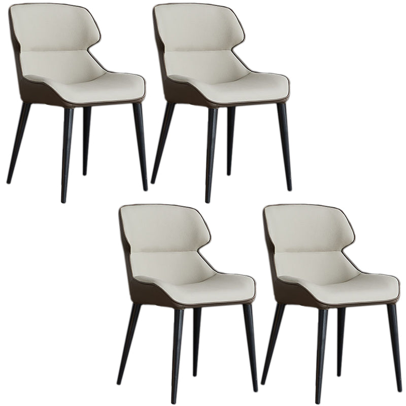 フェイクレザーとメタルアームレスダイニングチェアモダンサイドチェア