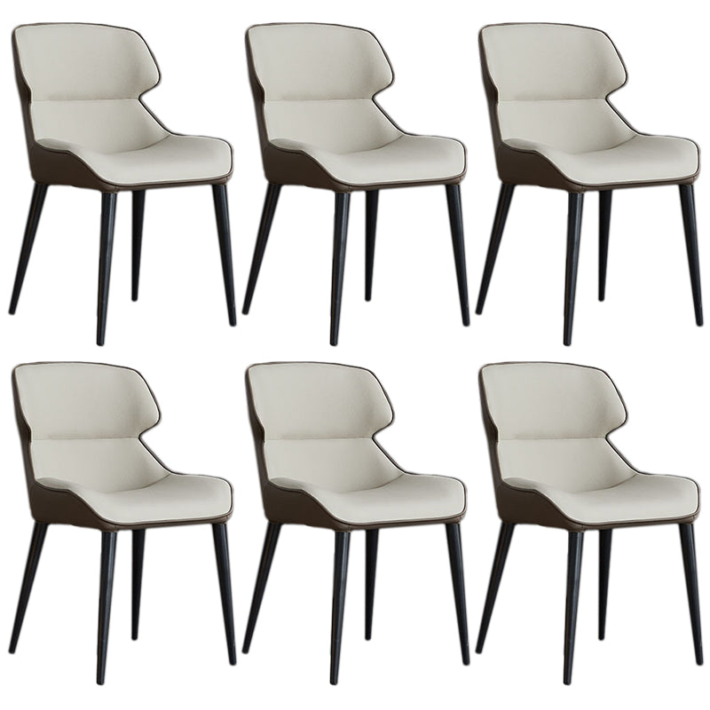 フェイクレザーとメタルアームレスダイニングチェアモダンサイドチェア