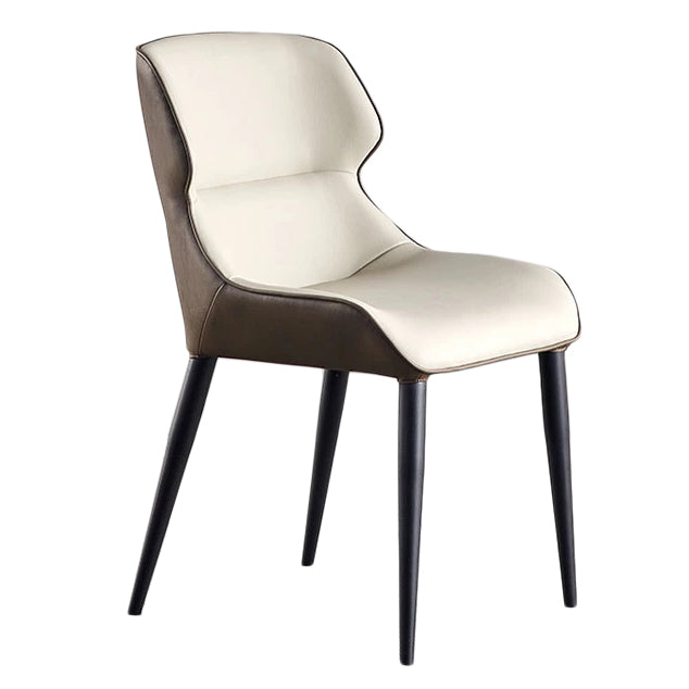 フェイクレザーとメタルアームレスダイニングチェアモダンサイドチェア
