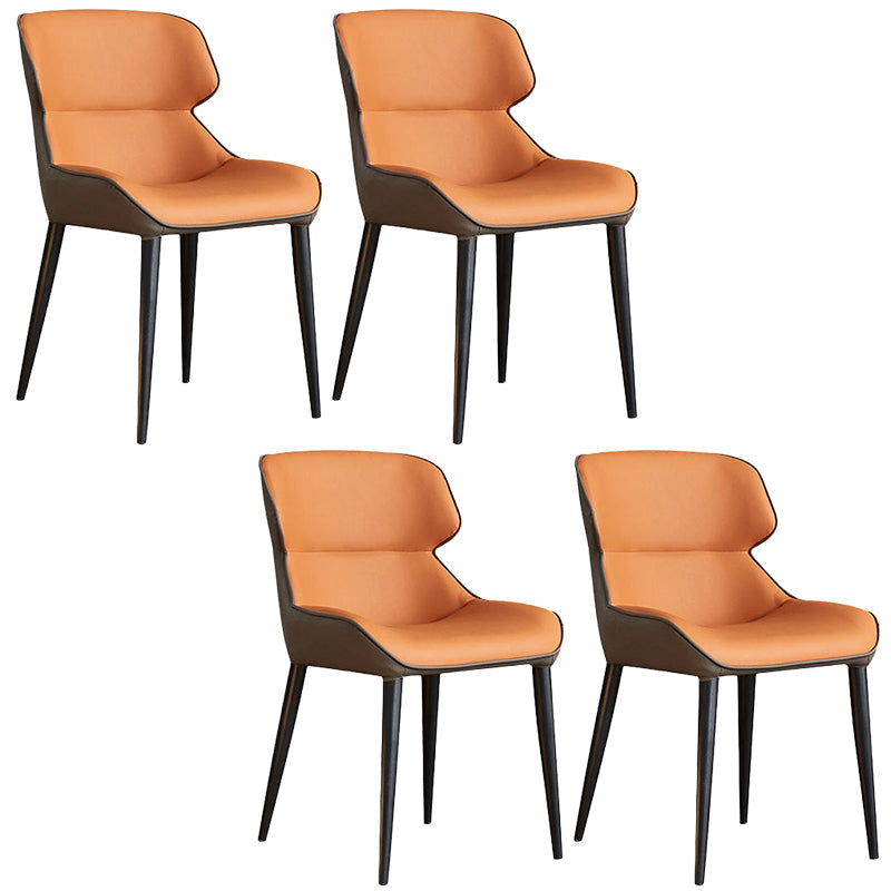 フェイクレザーとメタルアームレスダイニングチェアモダンサイドチェア