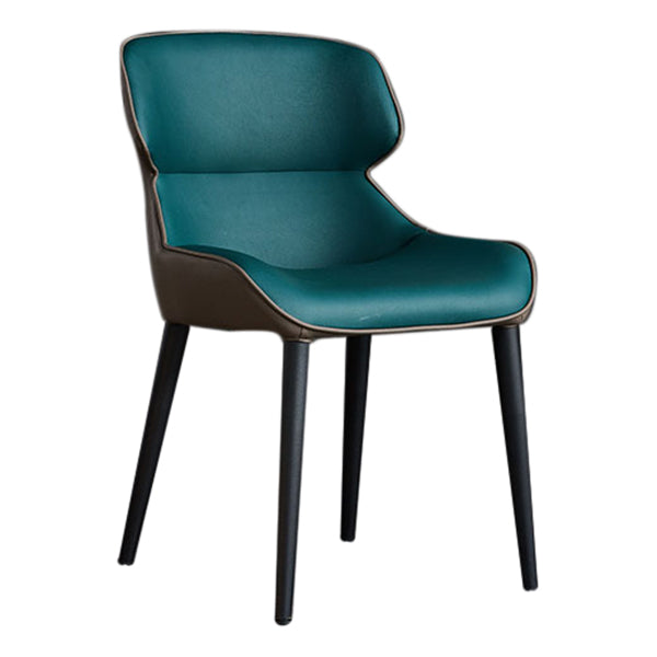 フェイクレザーとメタルアームレスダイニングチェアモダンサイドチェア