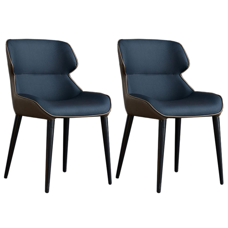 フェイクレザーとメタルアームレスダイニングチェアモダンサイドチェア