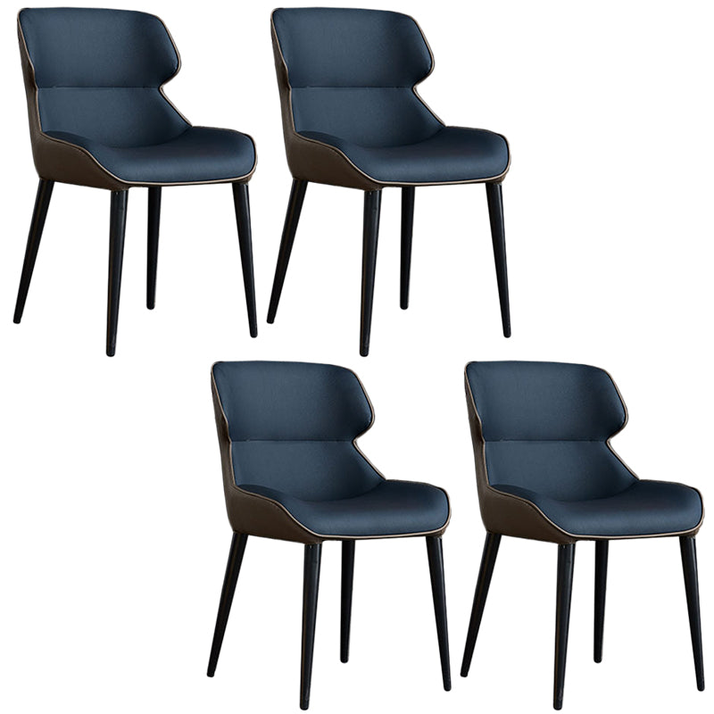 フェイクレザーとメタルアームレスダイニングチェアモダンサイドチェア