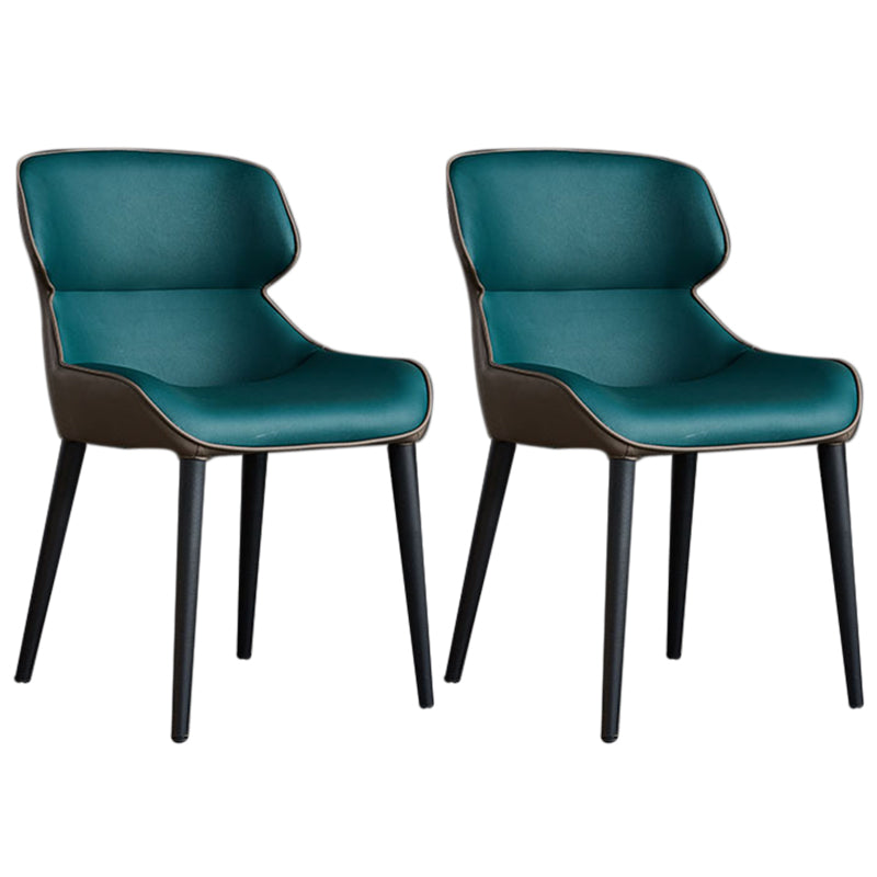 フェイクレザーとメタルアームレスダイニングチェアモダンサイドチェア