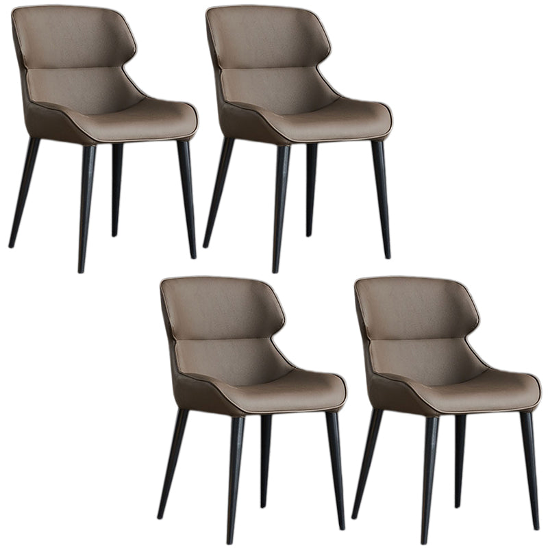 フェイクレザーとメタルアームレスダイニングチェアモダンサイドチェア