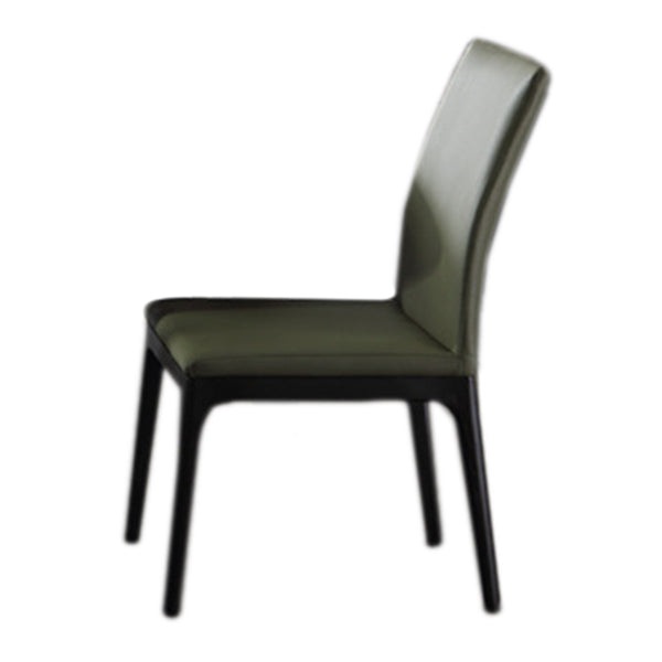 Contemporary Dining Chair Faux Leather and Wood Side Chair for Home