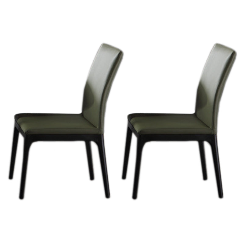 Contemporary Dining Chair Faux Leather and Wood Side Chair for Home