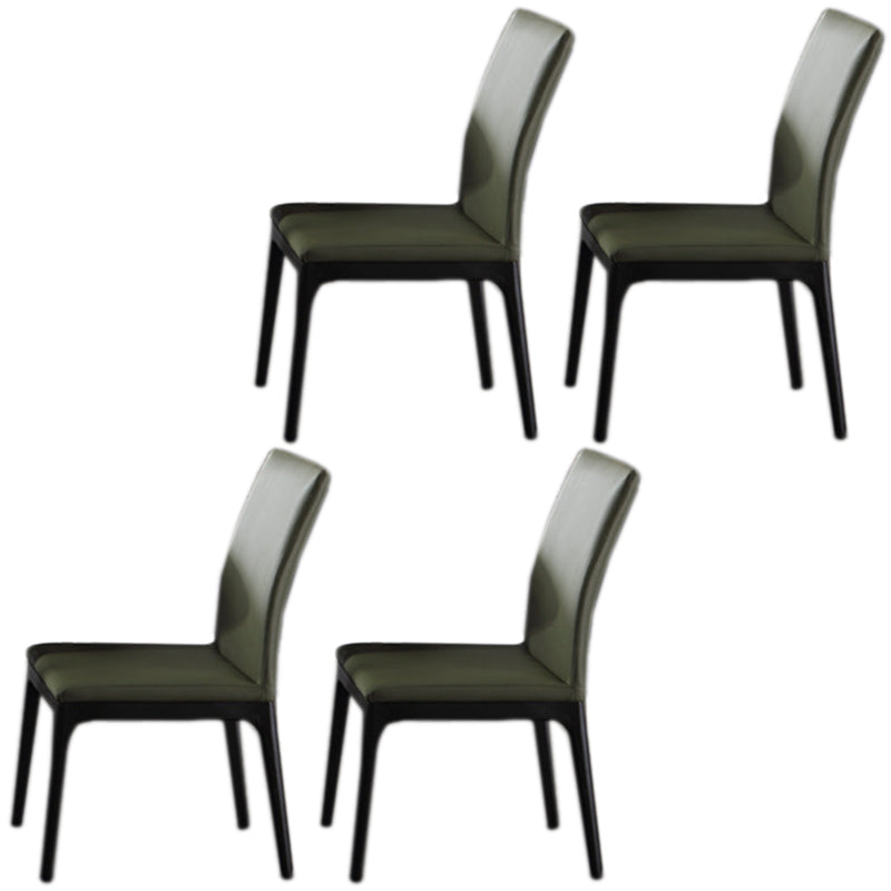 Contemporary Dining Chair Faux Leather and Wood Side Chair for Home