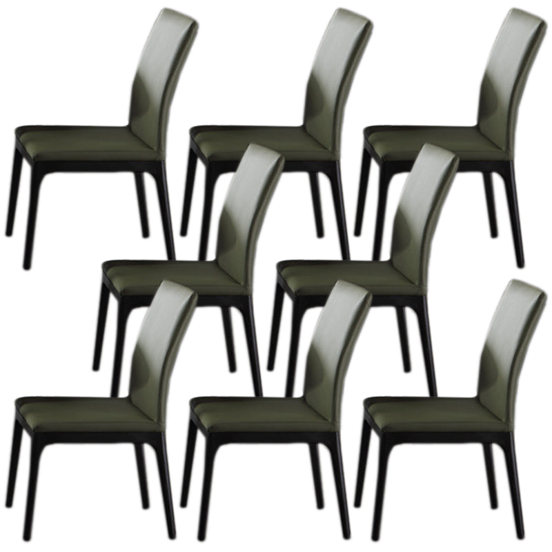 Contemporary Dining Chair Faux Leather and Wood Side Chair for Home