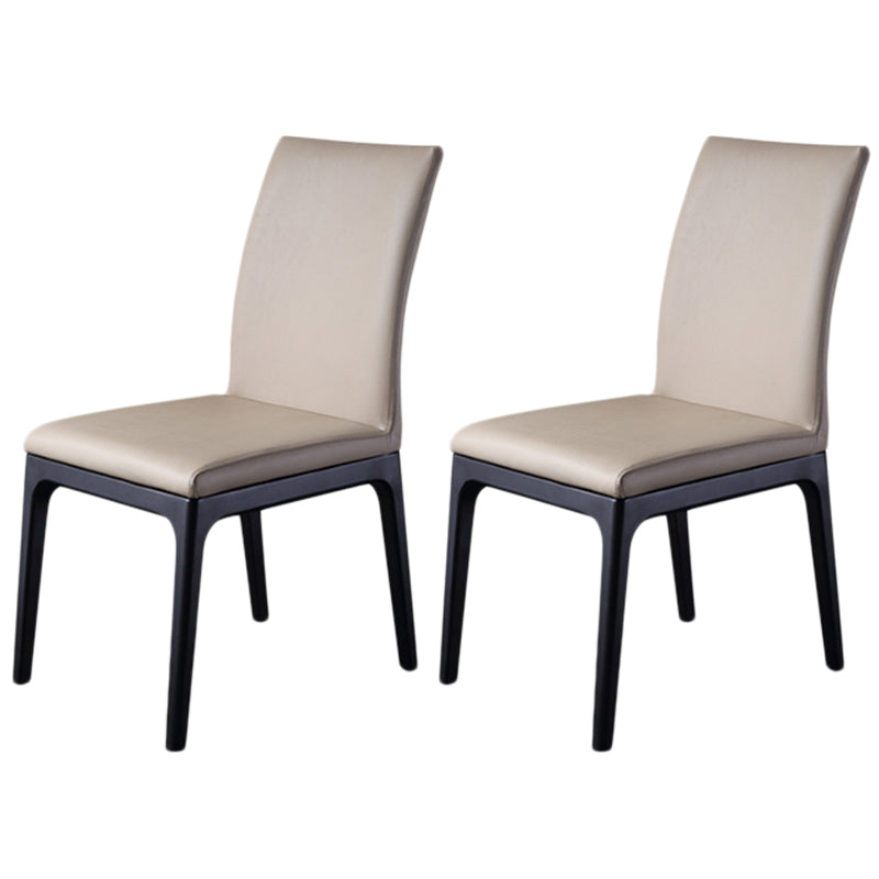 Contemporary Dining Chair Faux Leather and Wood Side Chair for Home