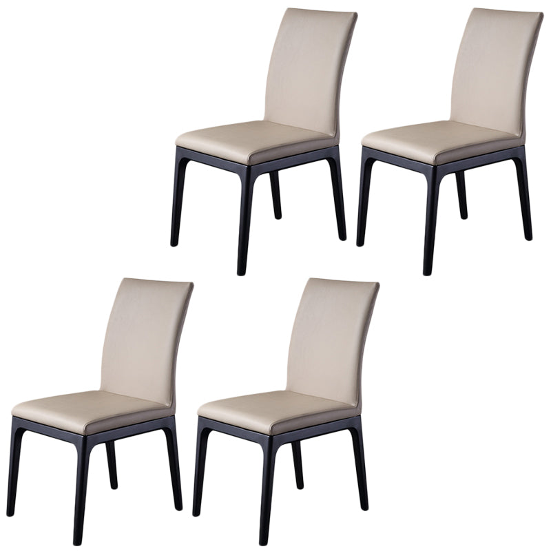 Contemporary Dining Chair Faux Leather and Wood Side Chair for Home