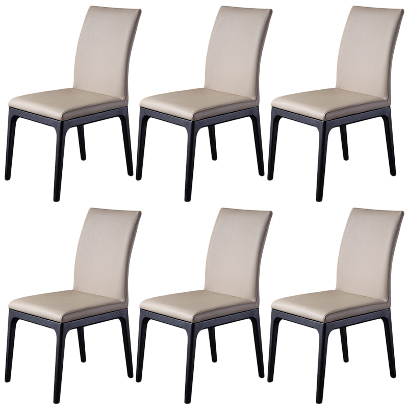 Contemporary Dining Chair Faux Leather and Wood Side Chair for Home